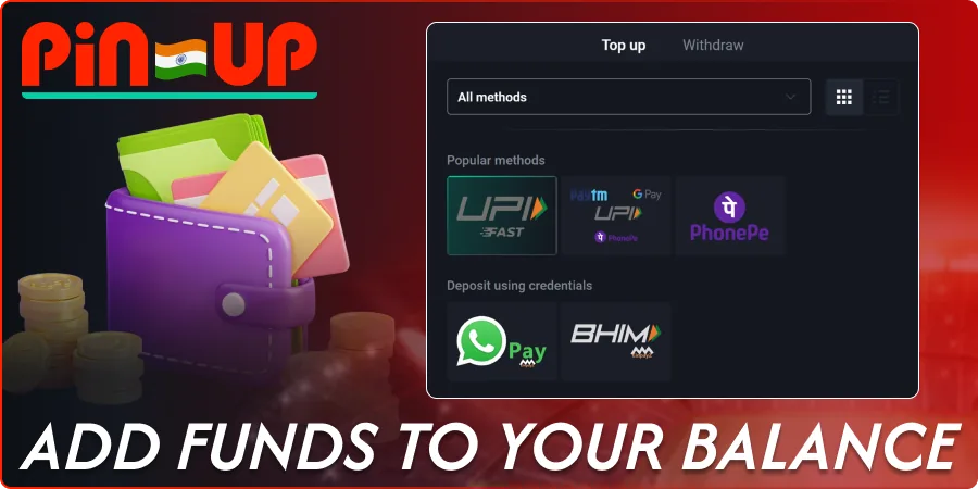 Pin-Up cashier with UPI, PhonePe and WhatsApp Pay options