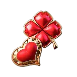 Red four-leaf clover and heart casino charms